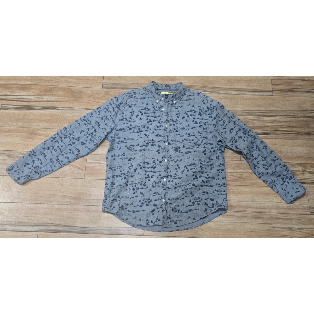 PRINCE FOX Mens XL Button Down Shirt‎ Long Sleeve Landscape Print Casual